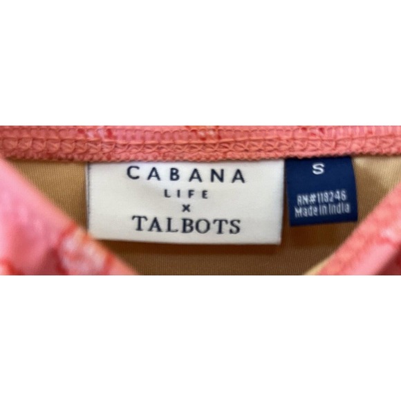 Cabana Life Talbots Swimsuit Top Womens Small Pink Peach Paisley Batik BohoVacay - Picture 2 of 13